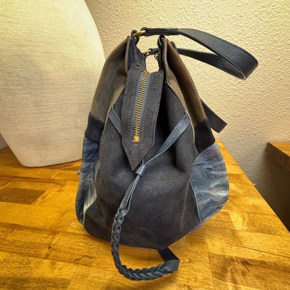 Jerome Dreyfuss Anatole Medium Navy Suede Leather Tie Dye Satchel Crossbody Bag - Picture 6 of 16